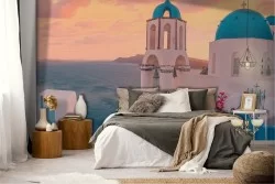 Carta da Parati paesaggio Grecia mare tramonto