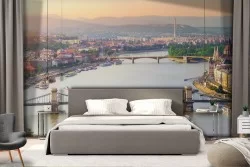 Carta da Parati ponte sul fiume paesaggio città