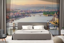 Wallpaper bridge over the river city landscape