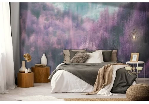 Carta da Parati foresta dipinto paesaggio rosa 2