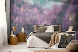 Carta da Parati foresta dipinto paesaggio rosa