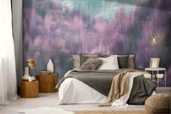 Forest wallpaper painted pink landscape