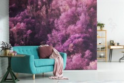 Carta da Parati foresta bosco rosa paesaggio