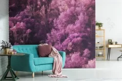 Pink forest woodland landscape wallpaper