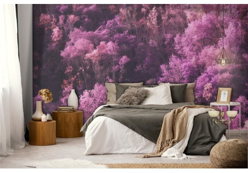 Pink forest woodland landscape wallpaper 2