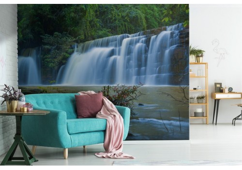 Carta da Parati cascata nel bosco tropicale paesaggio