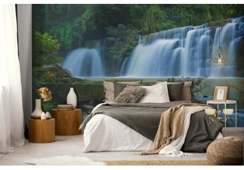 Wallpaper waterfall in the tropical forest landscape 2