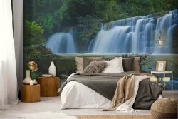 Wallpaper waterfall in the tropical forest landscape
