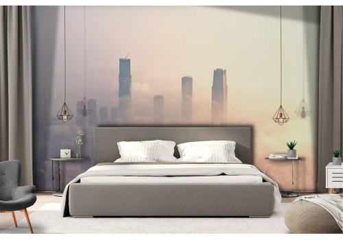 Wallpaper of skyscrapers among the clouds in a metropolis landscape 2