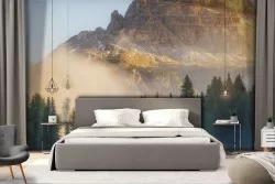 Carta da Parati lago in montagna paesaggio con bosco