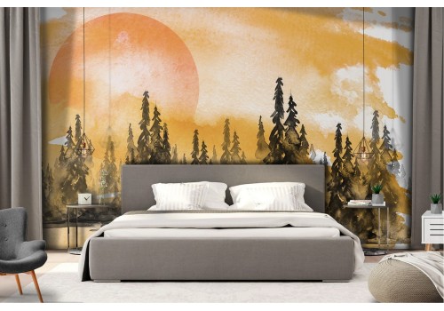 Wallpaper landscape trees painted nature 2