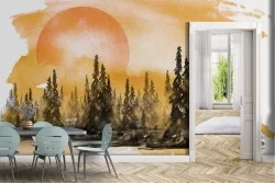 Carta da Parati Dipinti e Acquerelli Foreste e Alberi