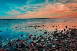 Carta da Parati Paesaggi e Natura Alba Tramonto Spiaggia e Mare