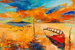 Carta da Parati Design e Stili Paesaggi e Natura Dipinti e Acquerelli Spiaggia e Mare