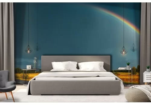 Carta da Parati strada in campagna con arcobaleno 2