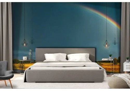 Wallpaper road in the countryside with rainbow 2