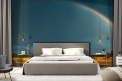 Carta da Parati strada in campagna con arcobaleno