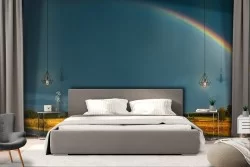 Carta da Parati strada in campagna con arcobaleno