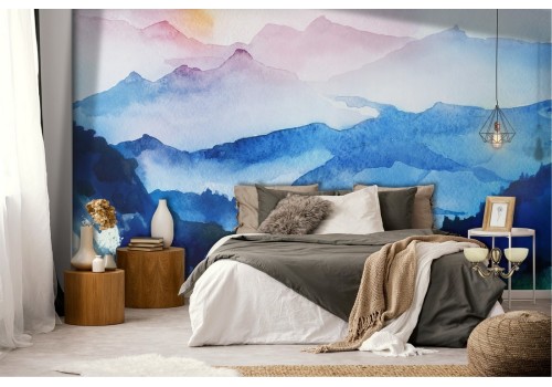 Wallpaper painted landscape mountains nature 2