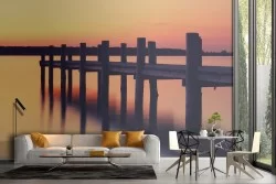 Carta da Parati molo sul mare paesaggio fotografia