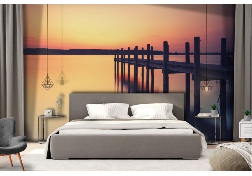 Wallpaper pier on the sea landscape photography 2