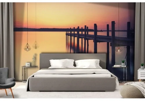 Wallpaper pier on the sea landscape photography 2