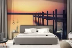 Carta da Parati molo sul mare paesaggio fotografia