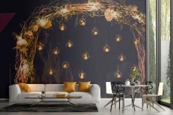 Wallpaper lanterns in the forest fantasy landscape