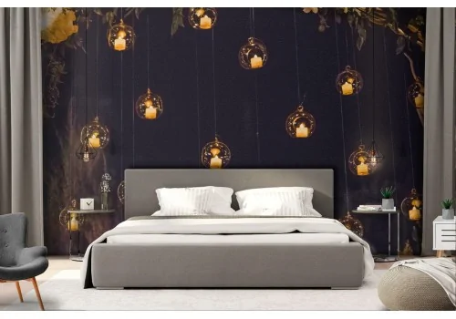 Wallpaper lanterns in the forest fantasy landscape 2