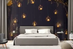 Wallpaper lanterns in the forest fantasy landscape