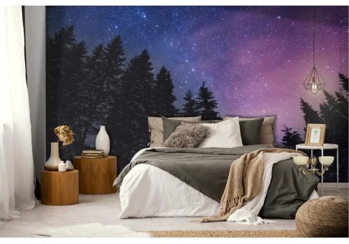 Starry night forest nature wallpaper 2