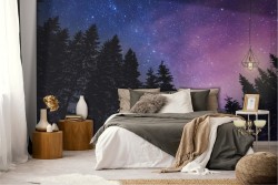 Carta da Parati bosco di notte cielo stellato natura