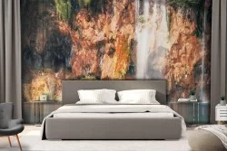 Wallpaper waterfall in mountain landscape nature