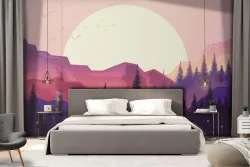 Wallpaper illustration landscape mountains and trees