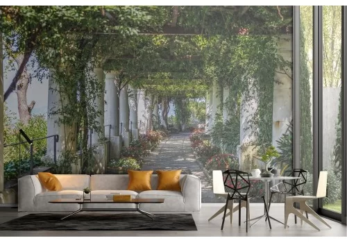 Carta da Parati giardino verde fiorito paesaggio