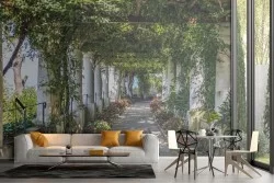 Carta da Parati giardino verde fiorito paesaggio