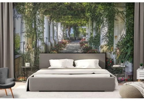 Carta da Parati giardino verde fiorito paesaggio 2