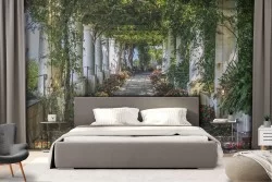 Carta da Parati giardino verde fiorito paesaggio