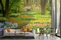Carta da Parati giardino fiorito paesaggio natura