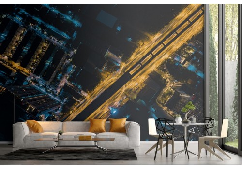 Metropolitan city wallpaper view from above