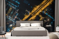 Metropolitan city wallpaper view from above