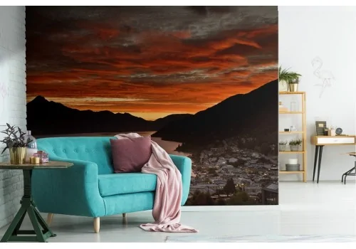 Wallpaper landscape city on the lake