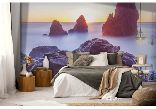 Carta da Parati picchi montagne nella nebbia paesaggio 2