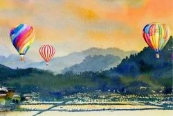Carta da Parati Design e Stili Paesaggi e Natura Alba Tramonto Natura Dipinti e Acquerelli