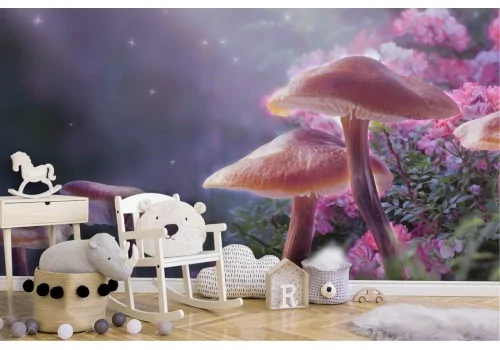 Carta da Parati bambini paesaggio fantasy funghi