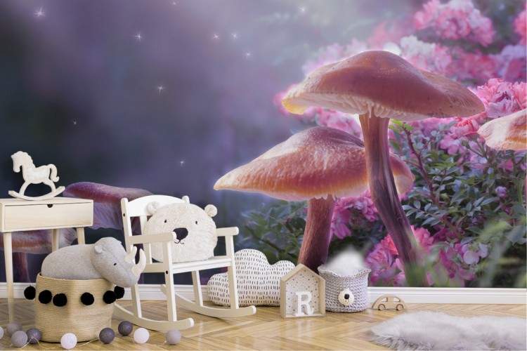 Carta da Parati bambini paesaggio fantasy funghi