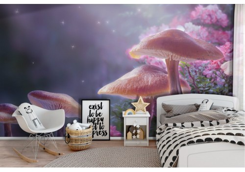 Carta da Parati bambini paesaggio fantasy funghi 2