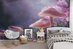 Children's wallpaper fantasy landscape mushrooms
