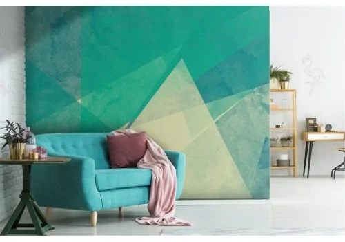 Turquoise painted concrete surface wallpaper