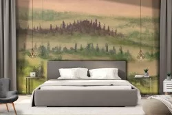 Wallpaper blooming hills landscape painting